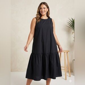 The drop Sleeveless Black Tiered Maxi Dress for Women